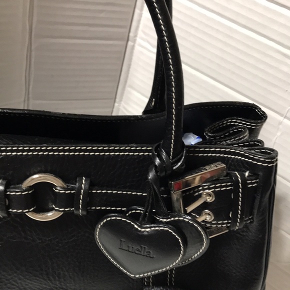 Luella leather satchel with rolled double handles and silver tone hardware. EUC - Picture 7 of 16